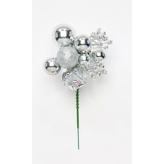 Worth Imports 12-Pack Silver Ball Spray Christmas Tree Pick in the