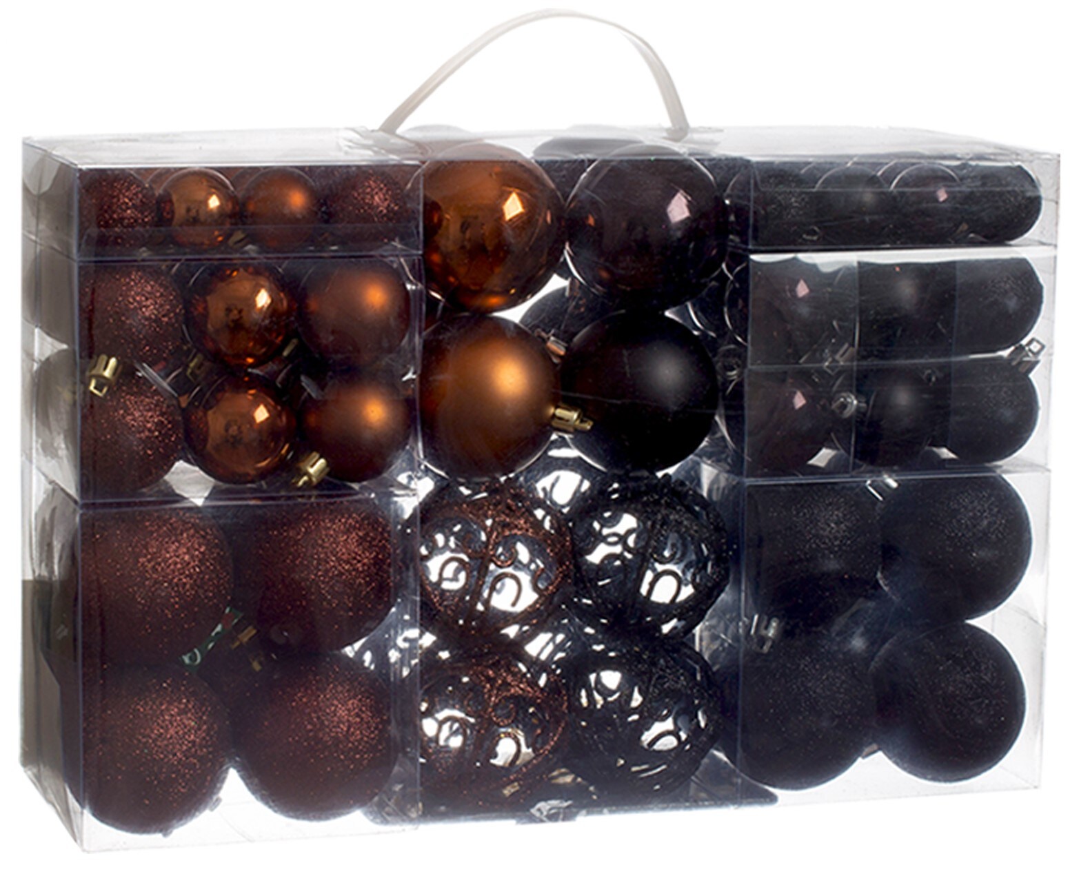 100-Pack Black and Brown Shatterproof Christmas Ornament Balls
