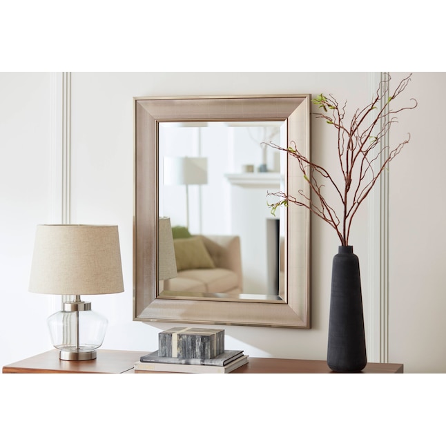 Silver Framed Wall Mirror, Allen And Roth Silver Beveled Mirror