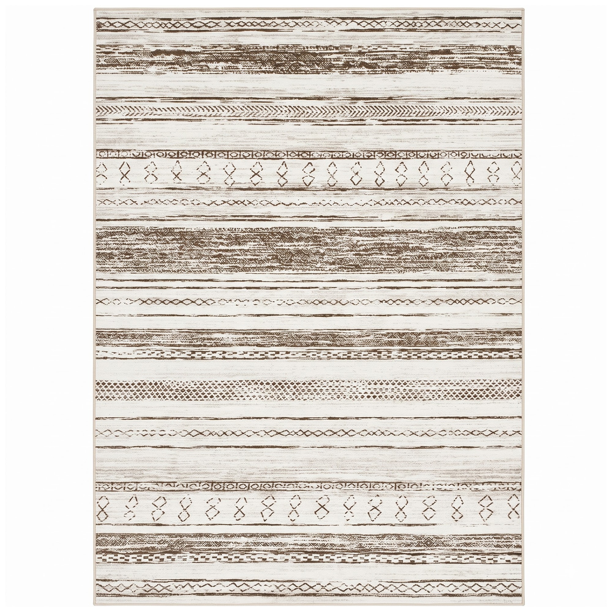 GRAND PATIO  8x10 Geometric Boho Camel Brown Washable Area Rug Non Slip Polyester Carpet