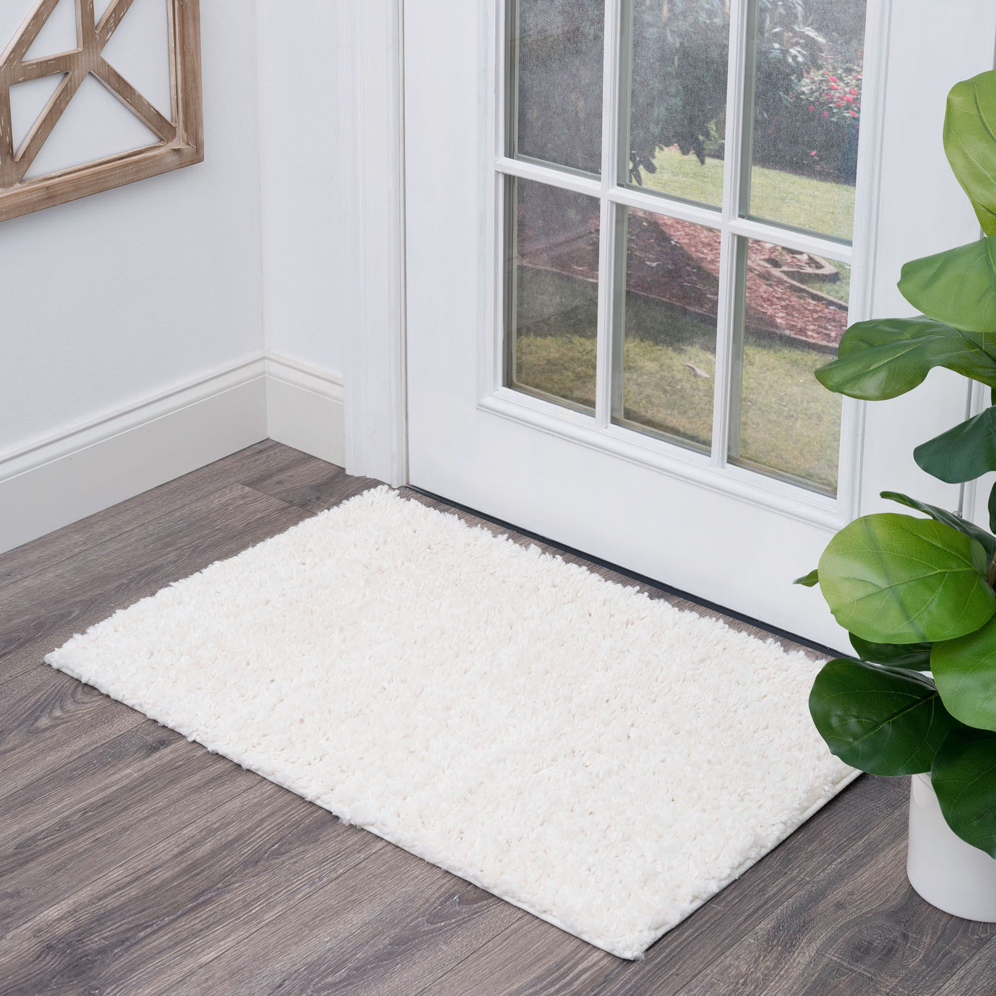 Tayse SOH1300 2X3 Soho Shag 2 x 3 (ft) Loomed Polypropylene White Rectangular Indoor Solid Throw rug