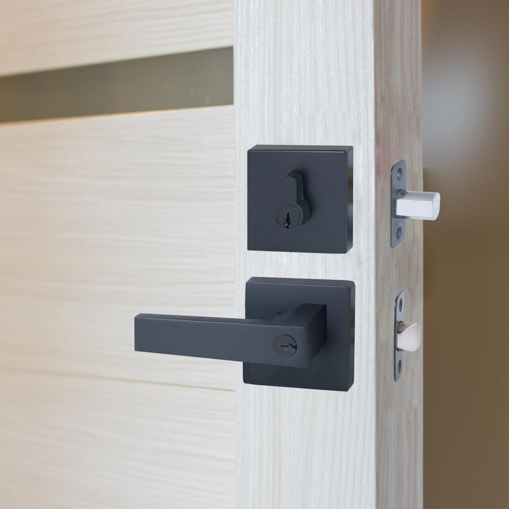 Design House 595702 Emblem Emblem Matte Black Single Cylinder Deadbolt