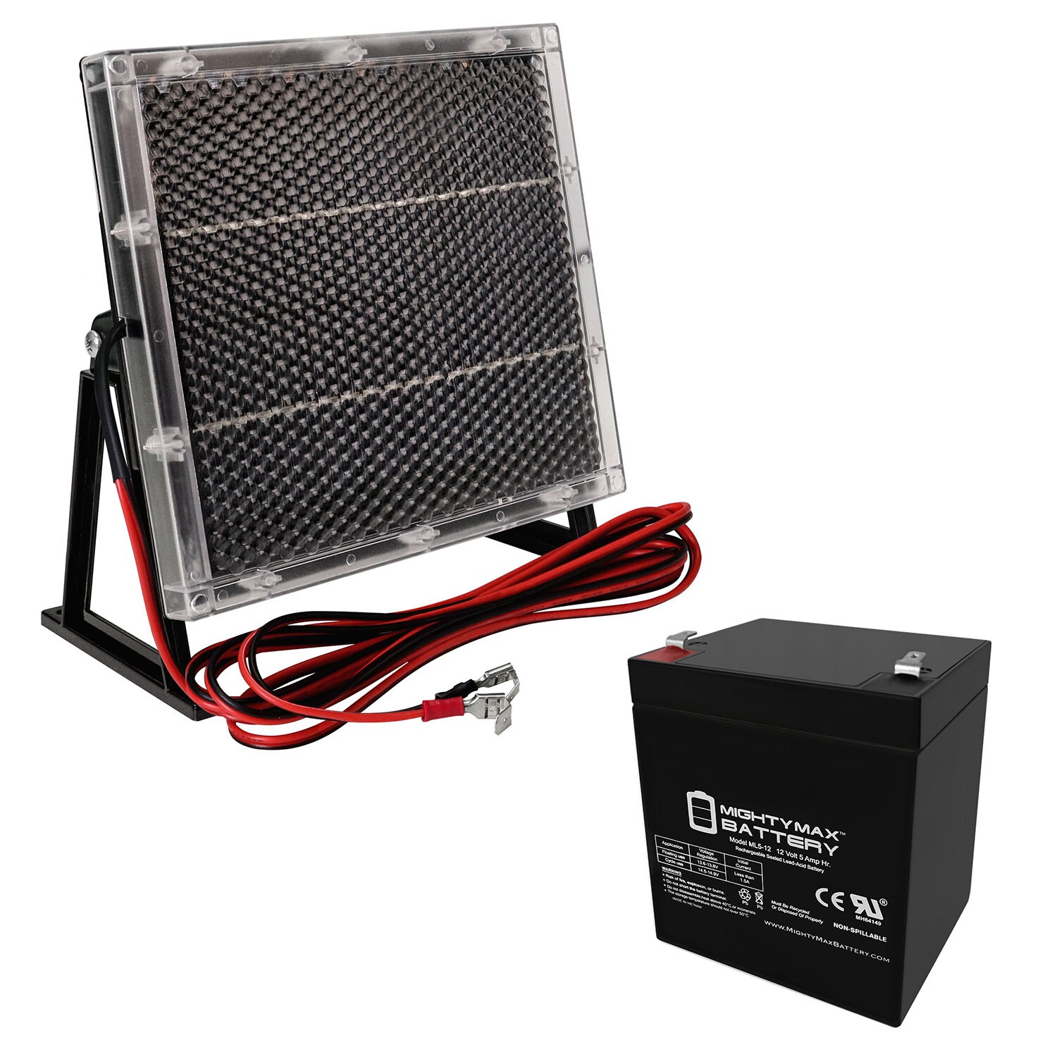 Mighty Max Battery MAX3440875 12 V 5 AH WITH 12V SOLAR PANEL CHARGER Rechargeable Sealed lead acid 1250 Backup power Batteries