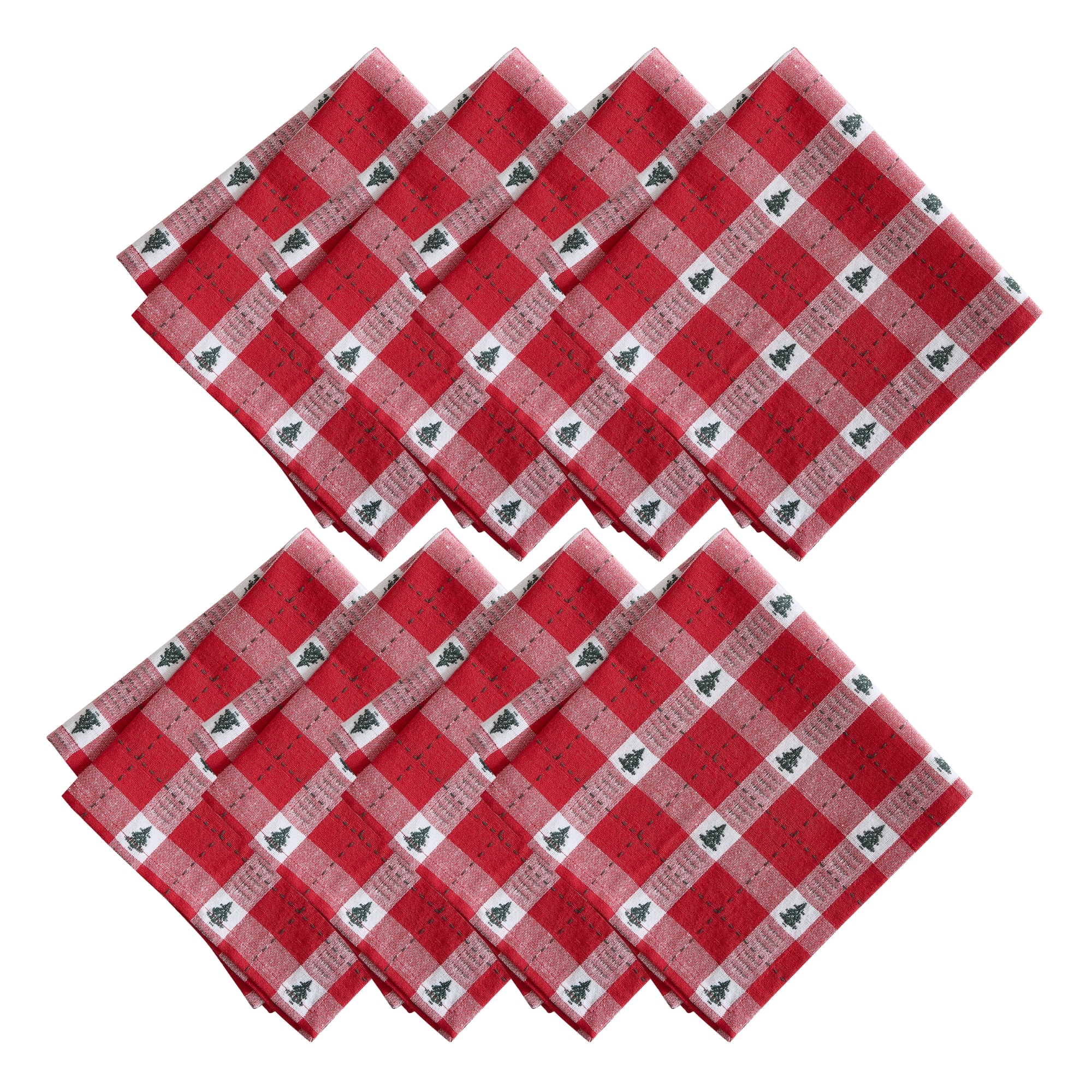 Elrene Home Fashions 194590284848 Sherwood Tree Dobby Cotton 8 -Pack Red Cotton Square Napkin(s)