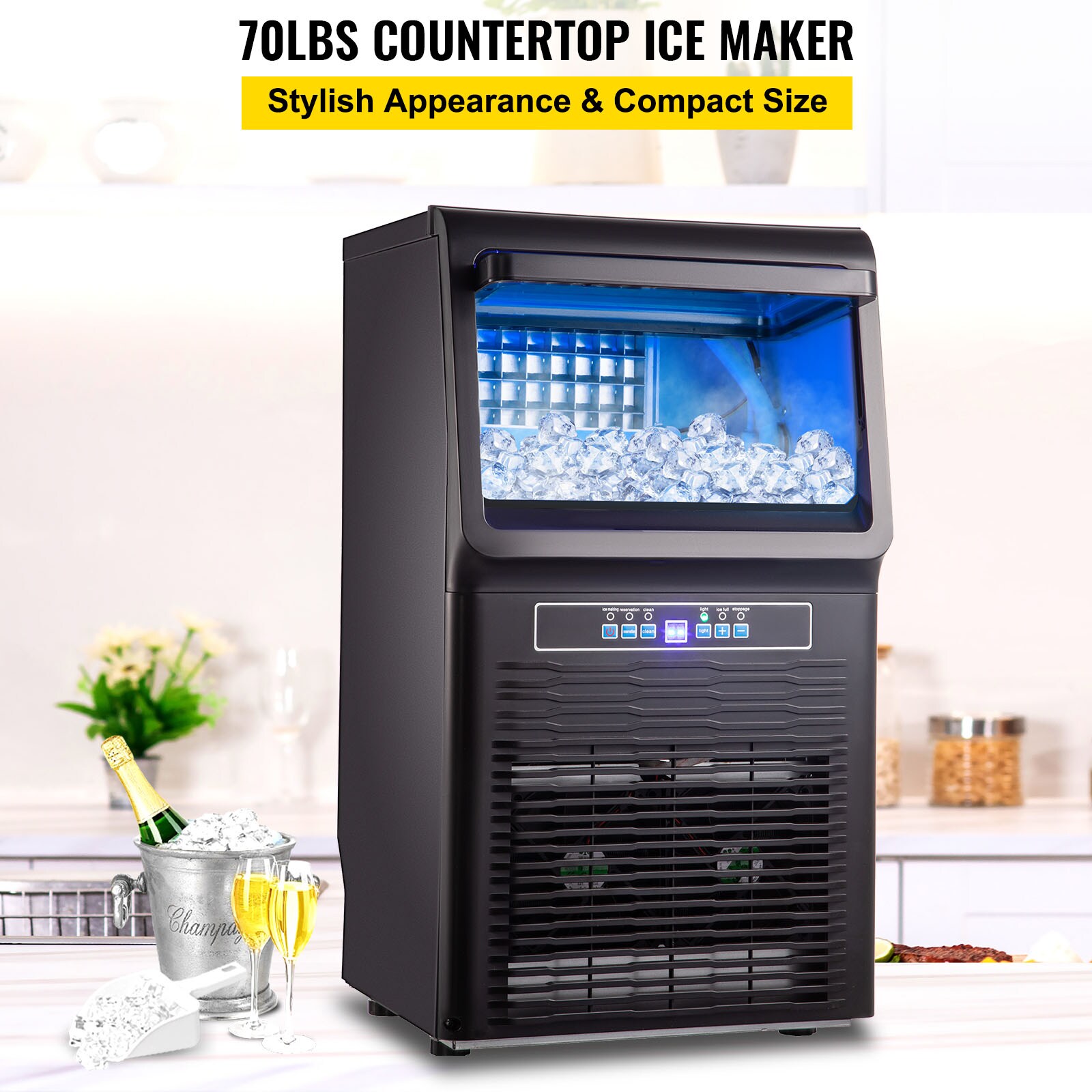VEVOR Countertop Ice Maker 26 lb. / 24H Self-Cleaning Portable Ice Maker  Stainless Steel Ice Machine, Silver ZDBTMSZB26LBSBP0JV1 - The Home Depot