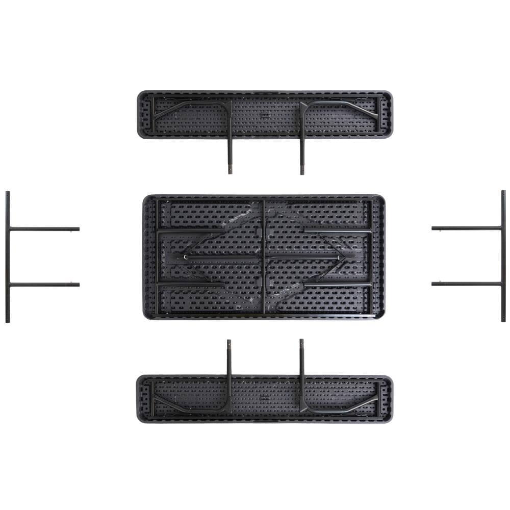 Gray Foldable Plastic and Steel Outdoor Picnic Table Set