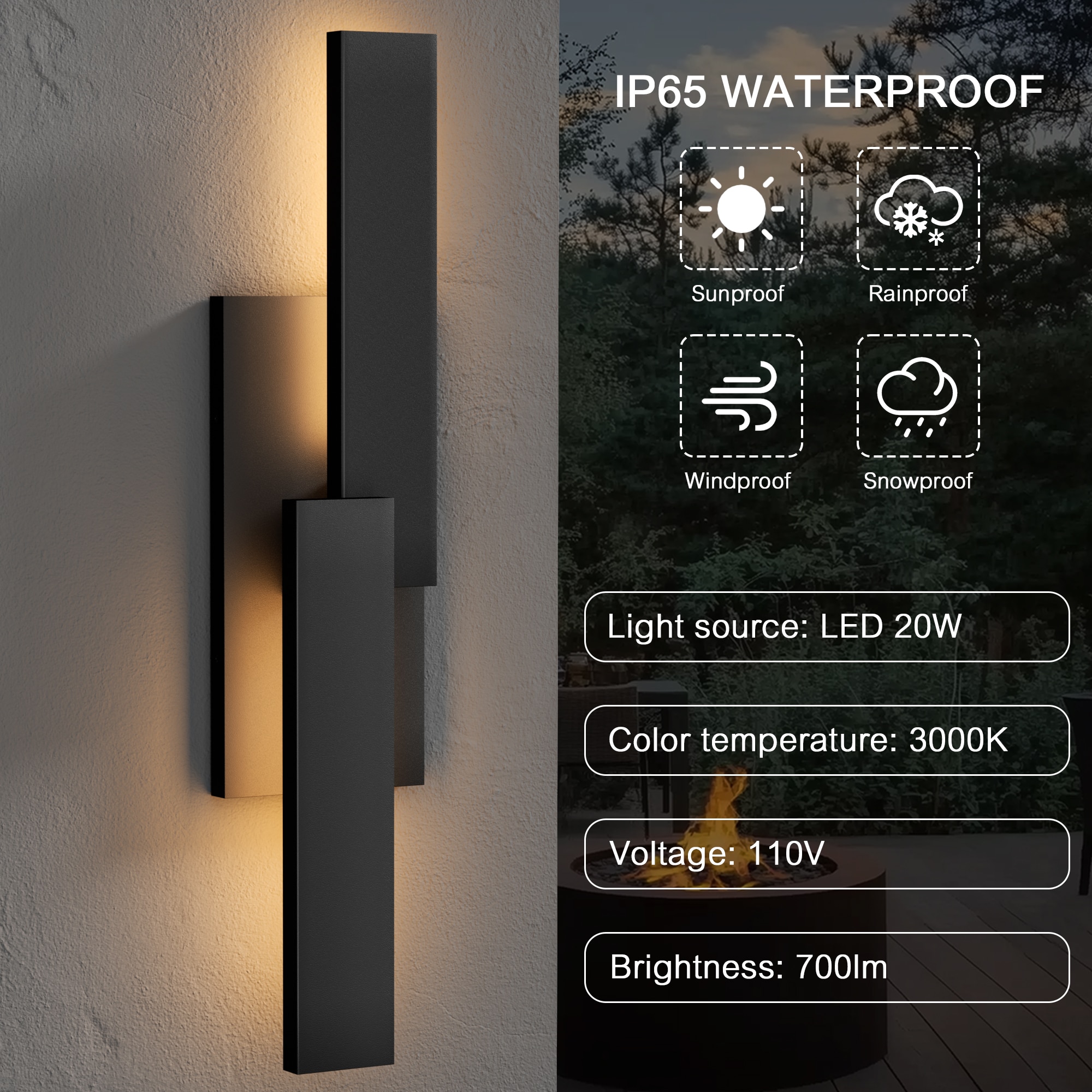 LamQee 06FTL0303ABK Outdoor-Wall-Lighting - View #4