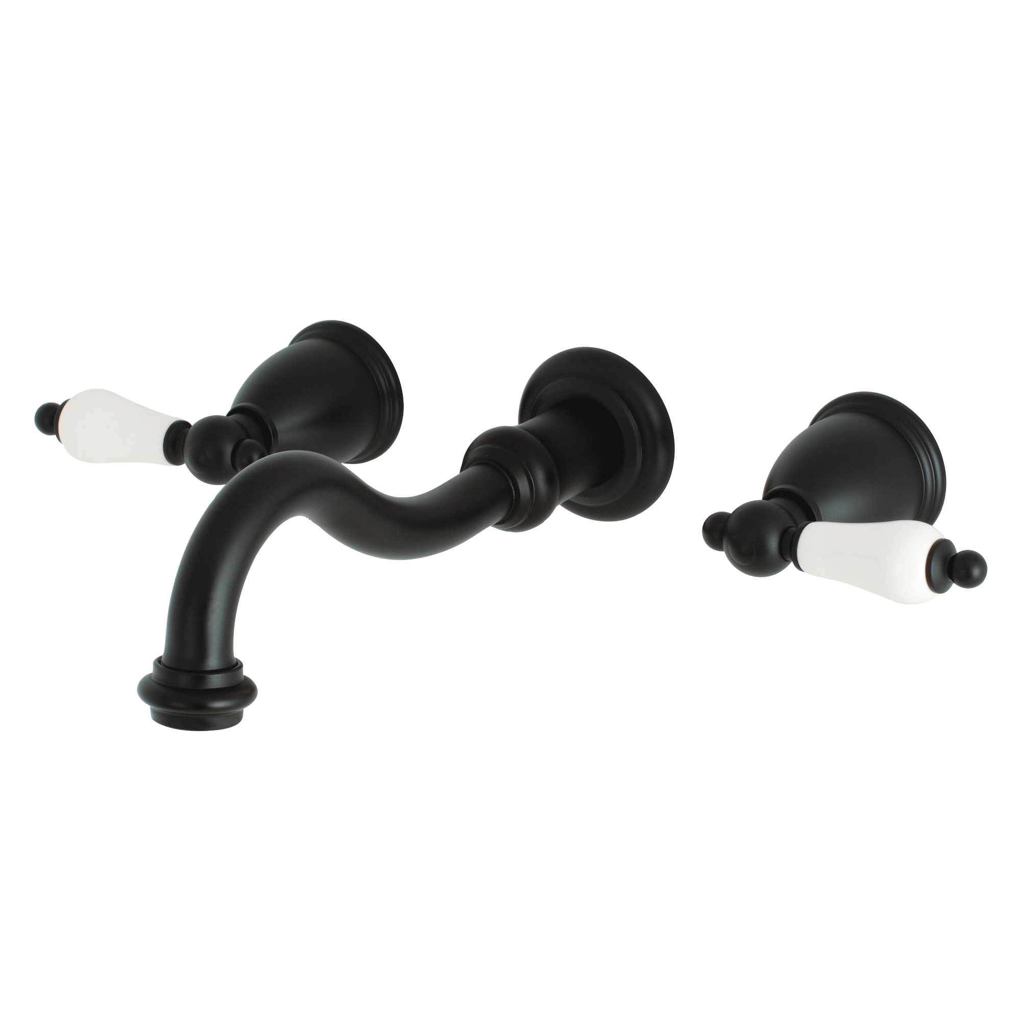 Kingston Brass WLKS3020PL Restoration Matte black 2-handle Wall-mount Low-arc Bathtub Faucet ( Valve Included )