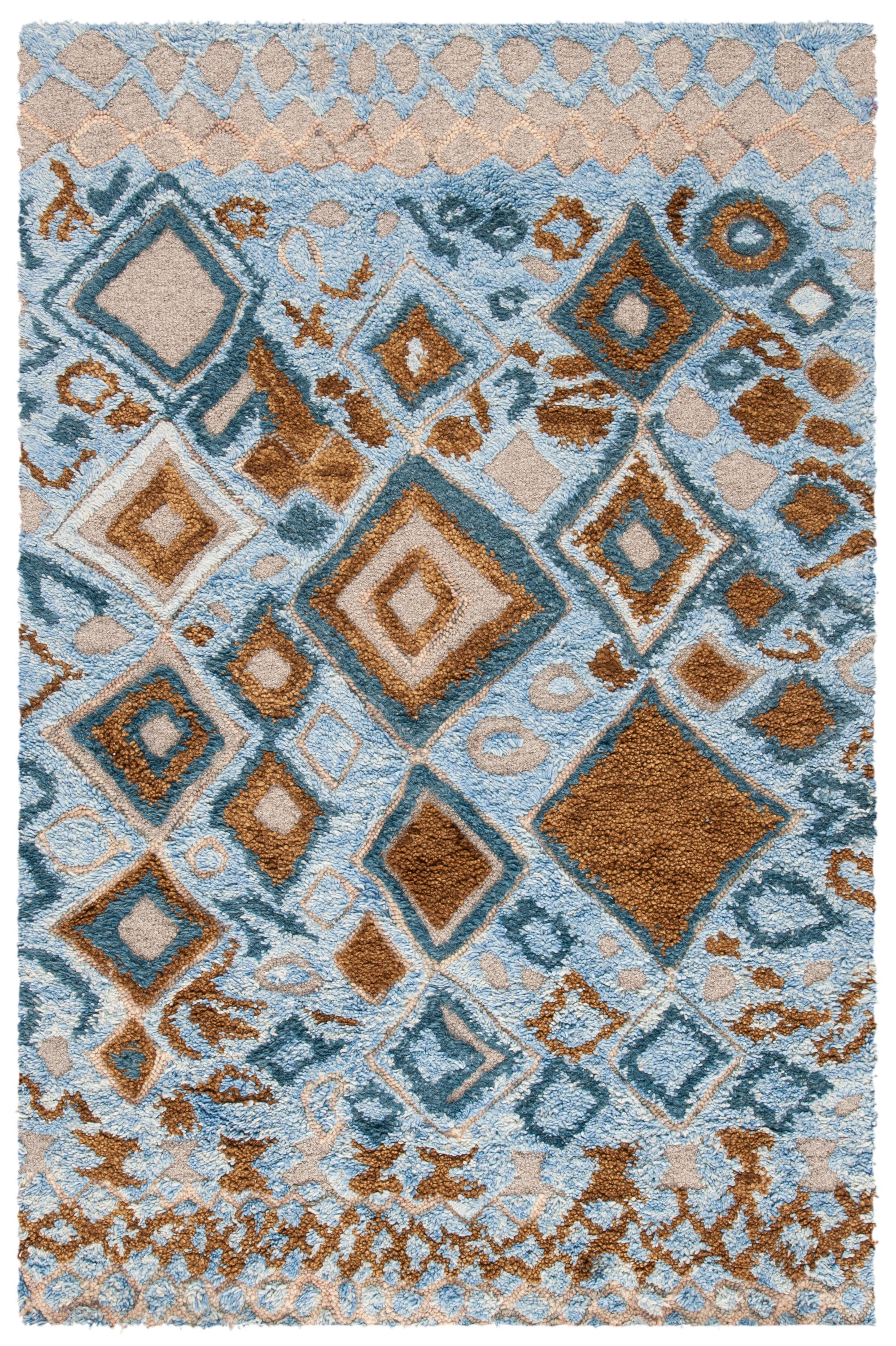 Safavieh CSB618F-4 Casablanca Masako 4 x 6 (ft) Tufted Wool Blue/Gold Rectangular Indoor Abstract Moroccan Area rug