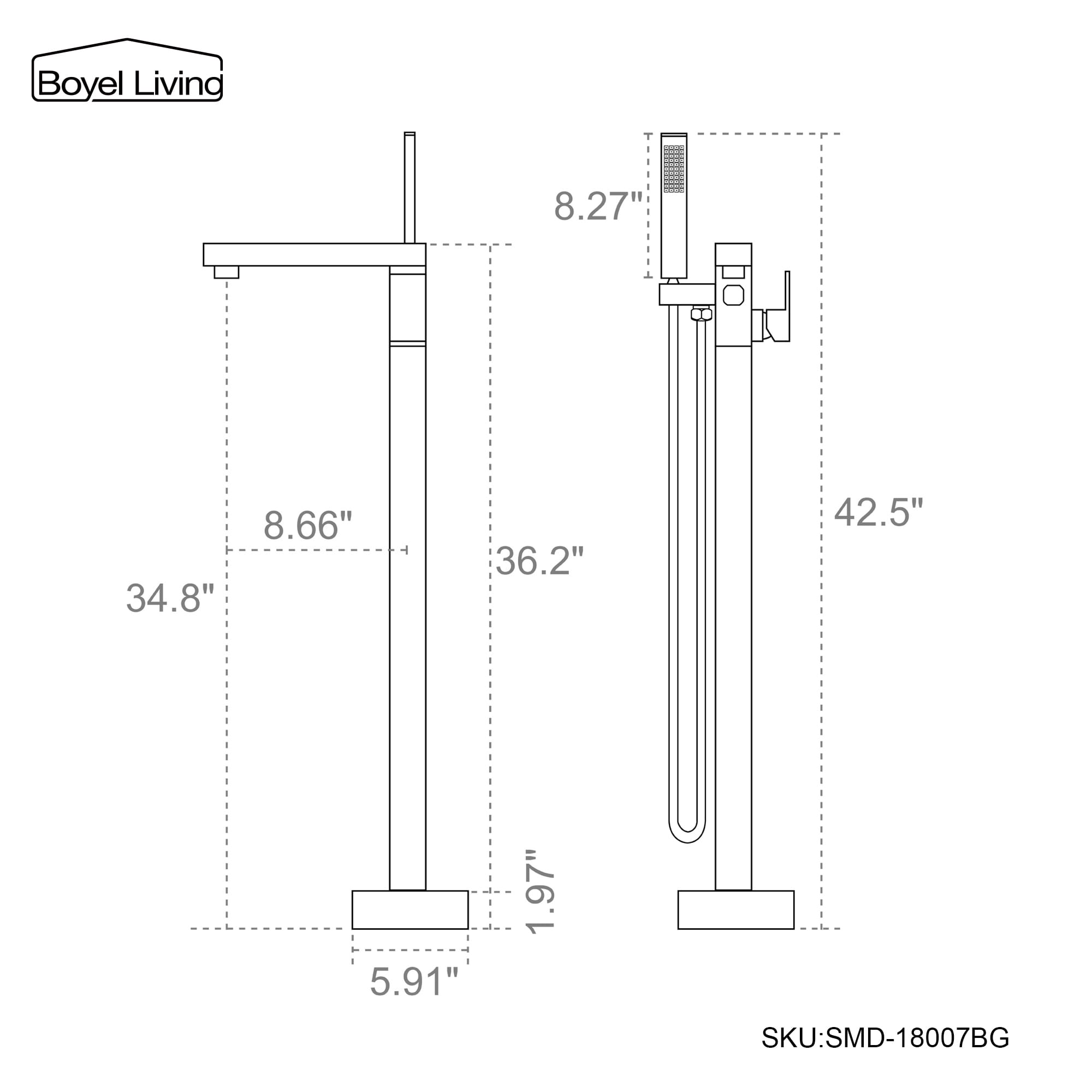 Clihome SMD-BTF07BG Roman-Tub-Faucets - View #5
