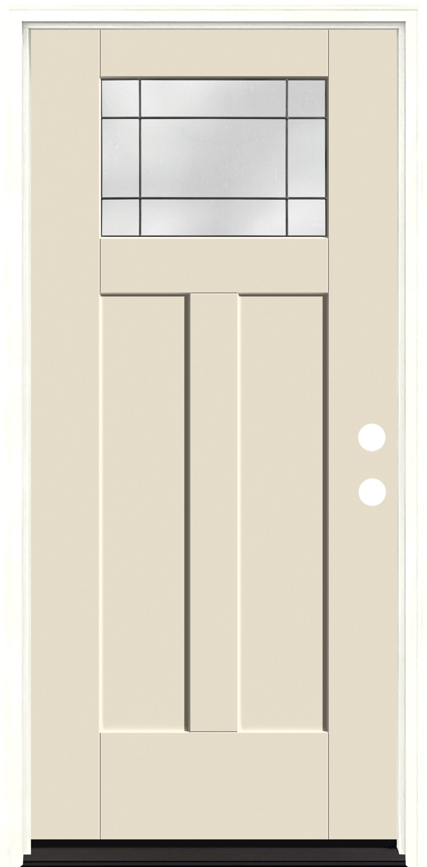 Therma Tru TT653773 Grid 36-in x 80-in x 4-9/16-in Fiberglass Craftsman Right-hand inswing Unfinished Prehung Front Door Insulating core