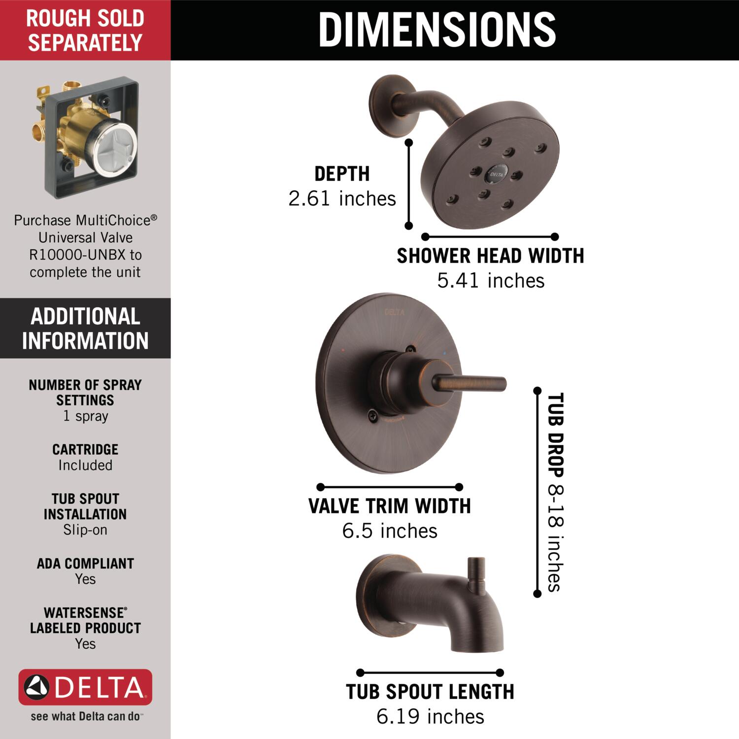 Delta T14459-RB Tub-Shower-Faucets - View #4