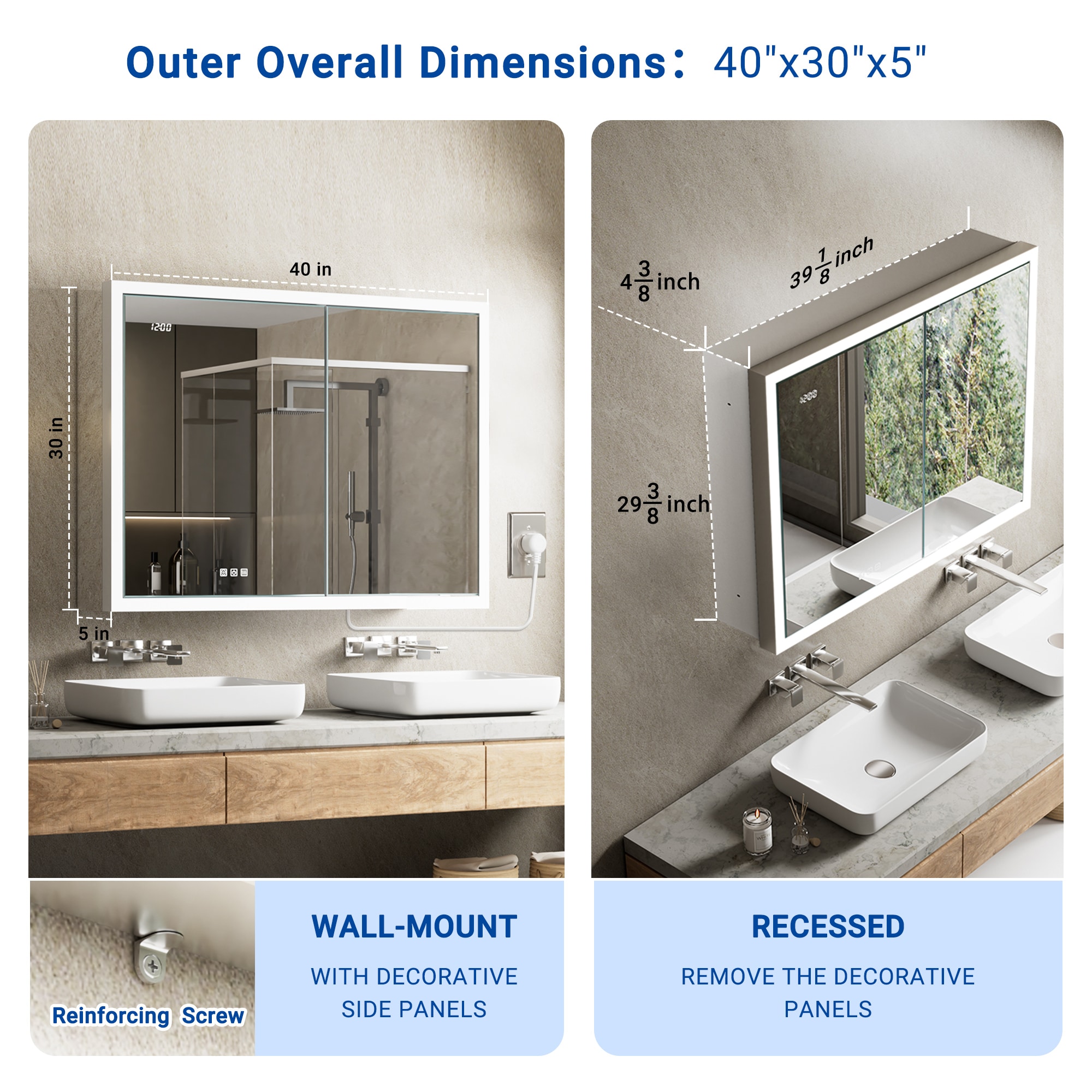 QueenFun BLMC4030 Bathroom-Medicine-Cabinets - View #2