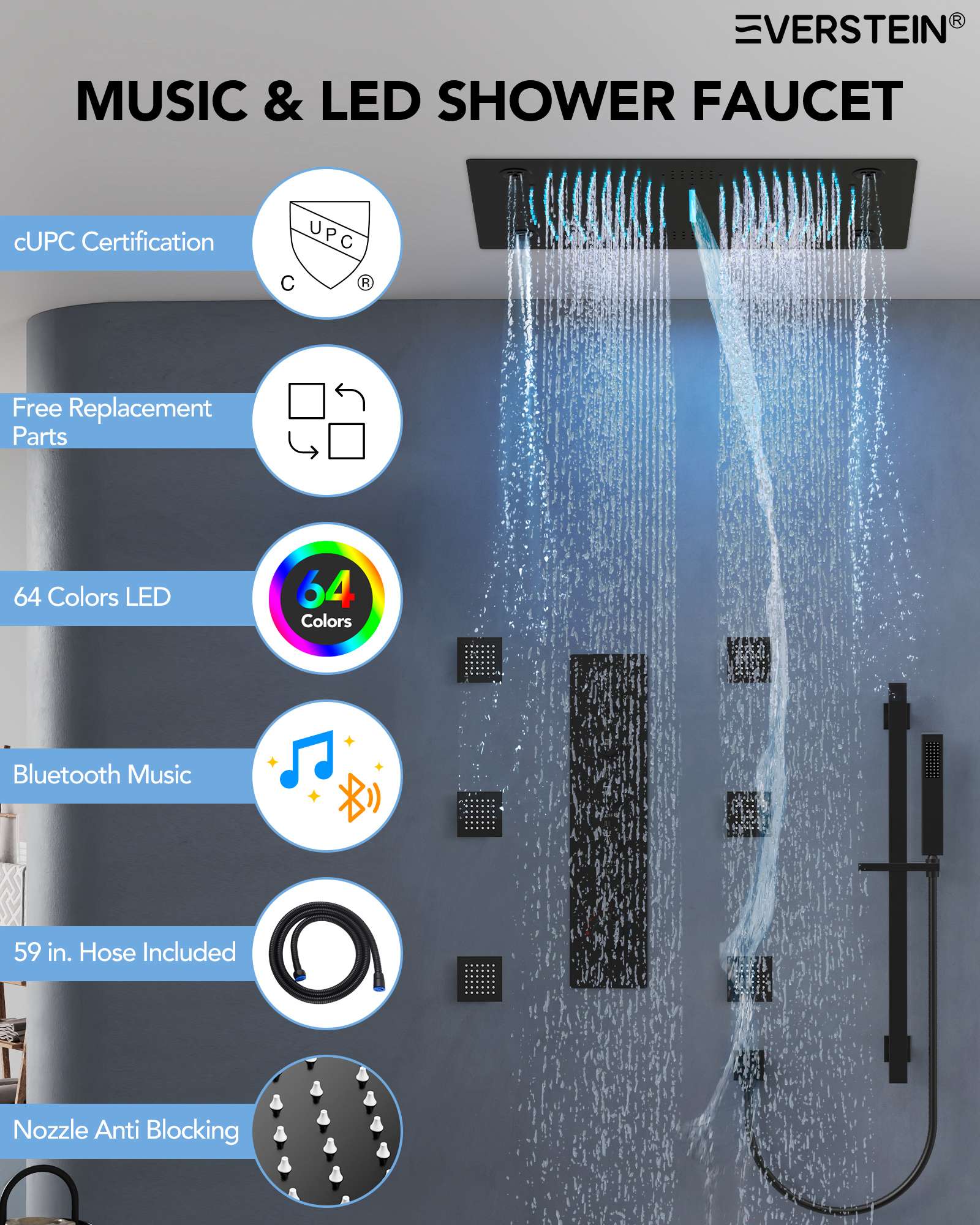EVERSTEIN SFS-1053-BK Tub-Shower-Faucets - View #10