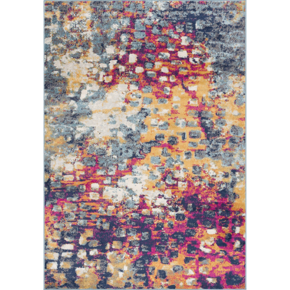 HomeRoots 4000393124 5 x 8 (ft) Polypropylene Blue Gold Rectangular Indoor Abstract Area rug