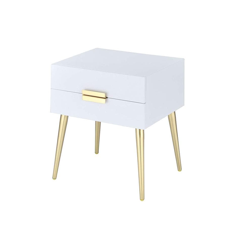 Benzara BM154620 16-in W x 24-in H White Wood Modern End Table Assembly Required