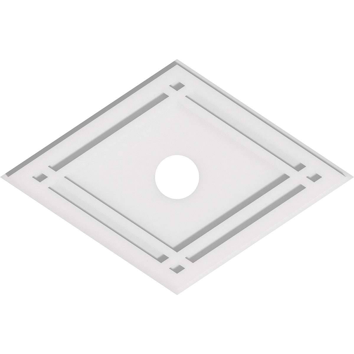 White PVC Diamond Contemporary Ceiling Medallion, 24" x 16"
