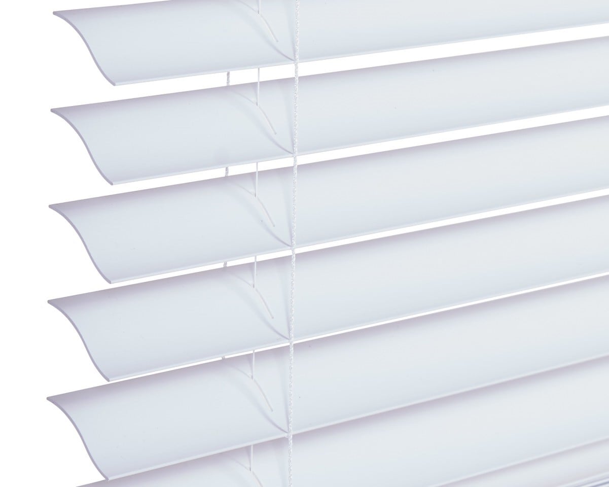 Wave Contour 2-in Slat Width 45.5-in x 60-in Cordless Soft White Faux Wood  Room Darkening Blinds in the Blinds department at