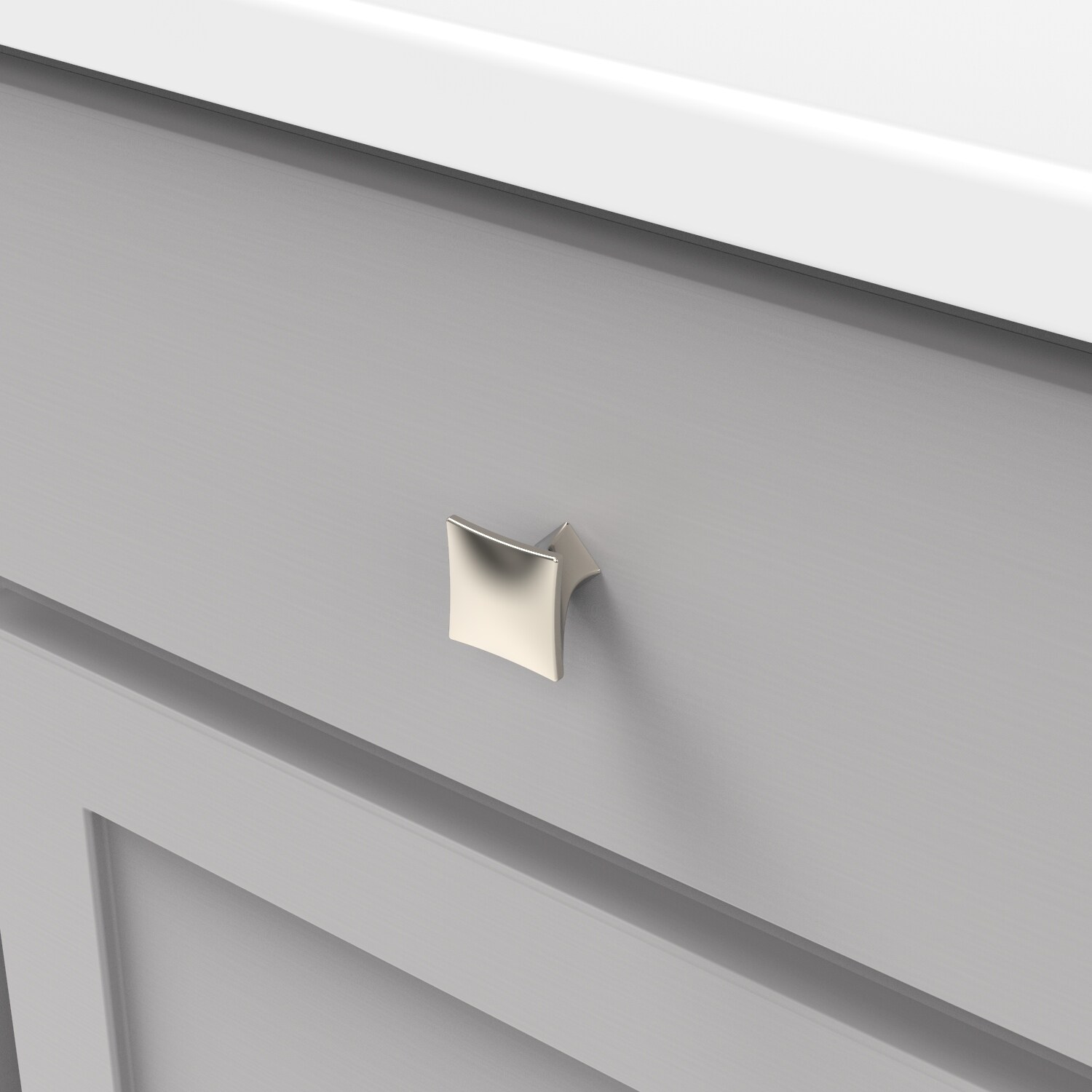 Polished Nickel Modern Square Cabinet Knobs 10-Pack