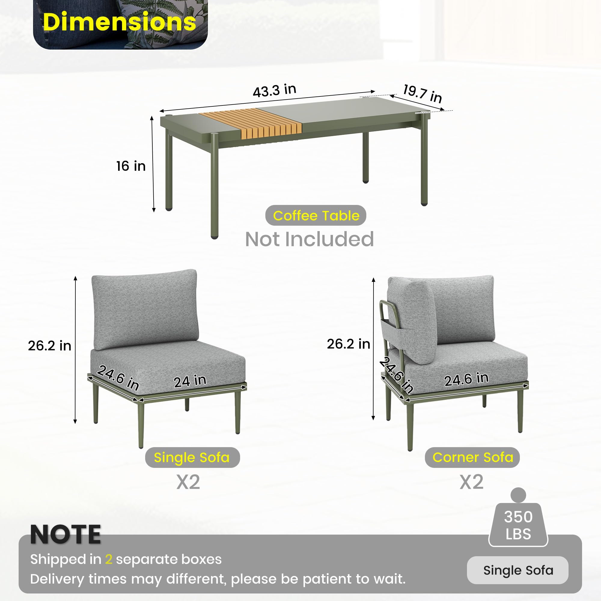 AURA OUTDOOR OICS-34-GN Patio-Sofas-Daybeds - View #2