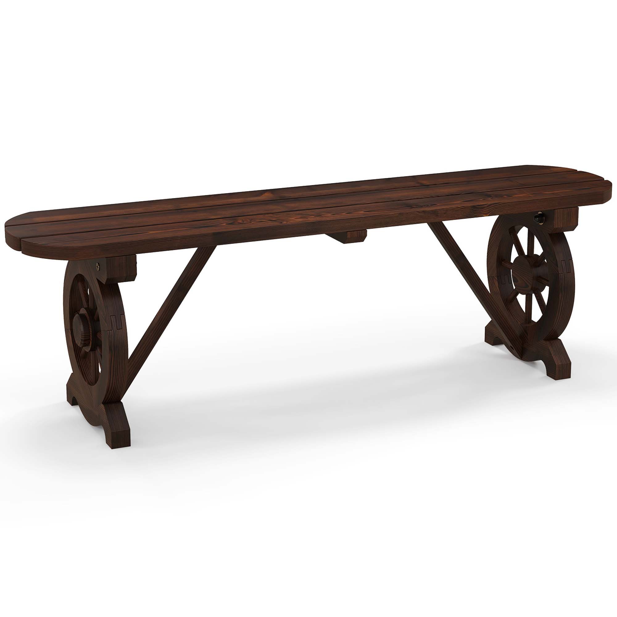 Costway HCST00822 19-Inches W x 14.5-Inches H Rustic Brown Acacia Garden Bench