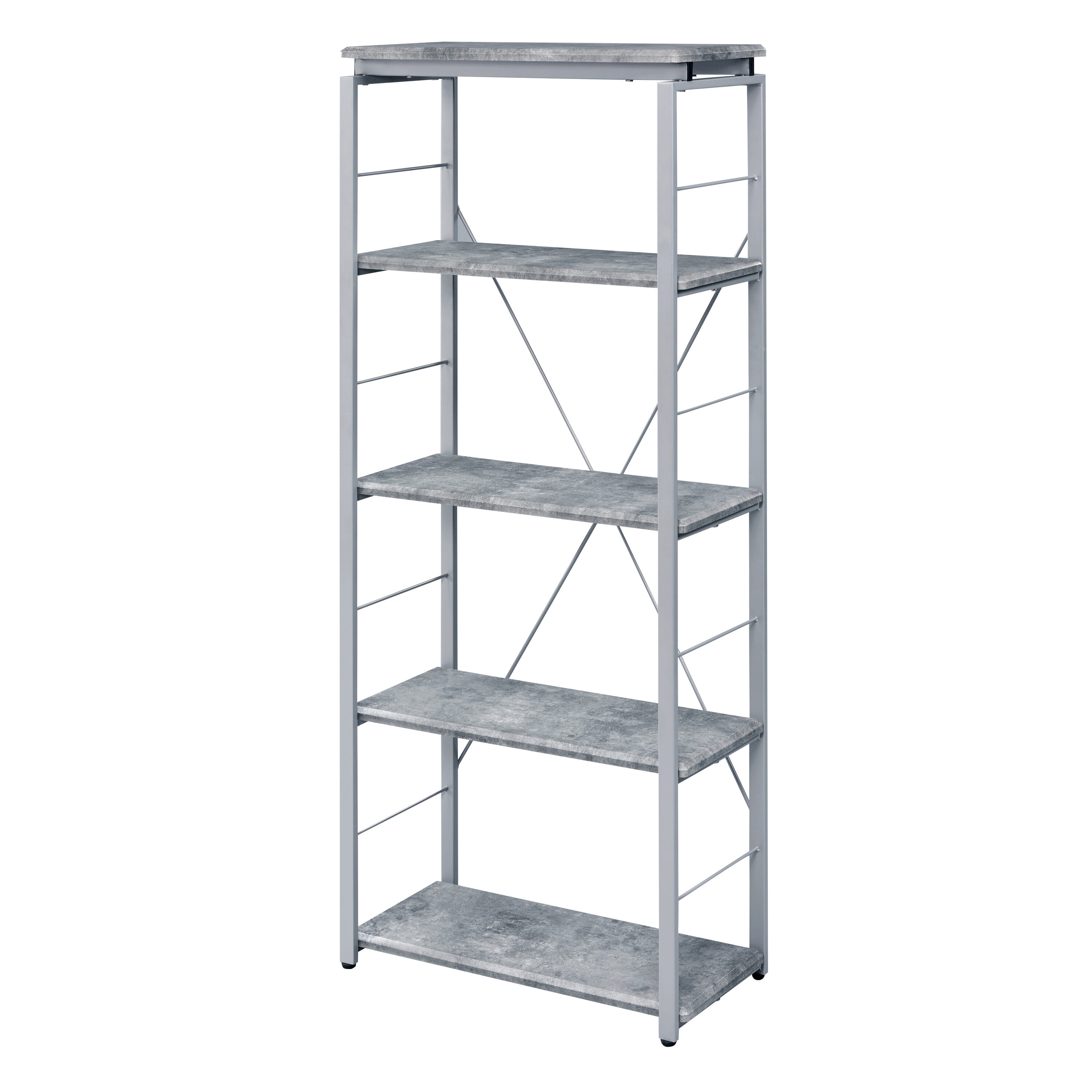 Blisstyle Grey and Silver 4 Shelf Bookcase Bookcase Book Shelf Weight Storage Racks and Shelving Shelves Decor for Kitchen Living Room Bedroom Garage