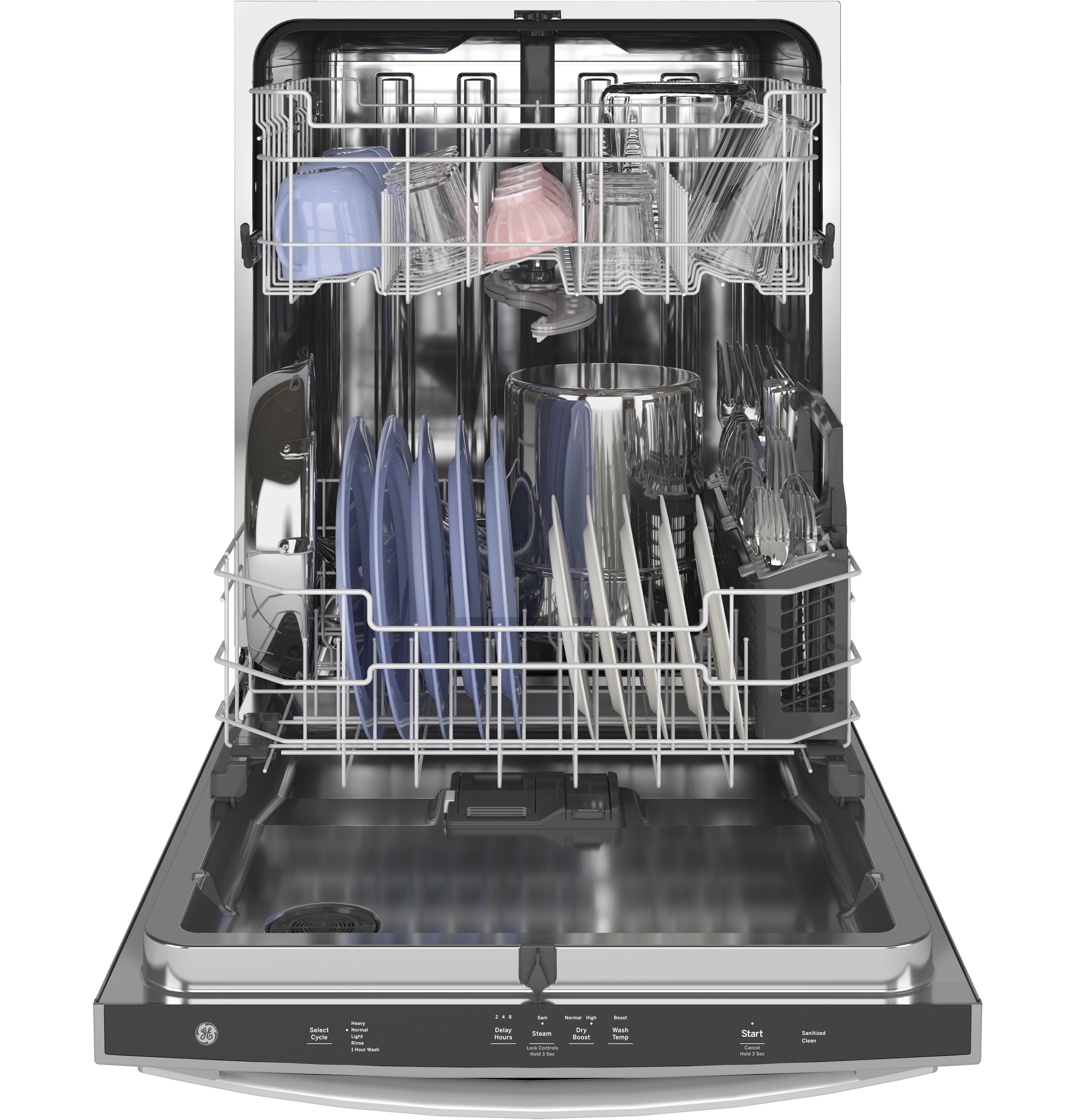 GE Dry Boost Top Control 24-in Built-In Dishwasher With Third Rack ...