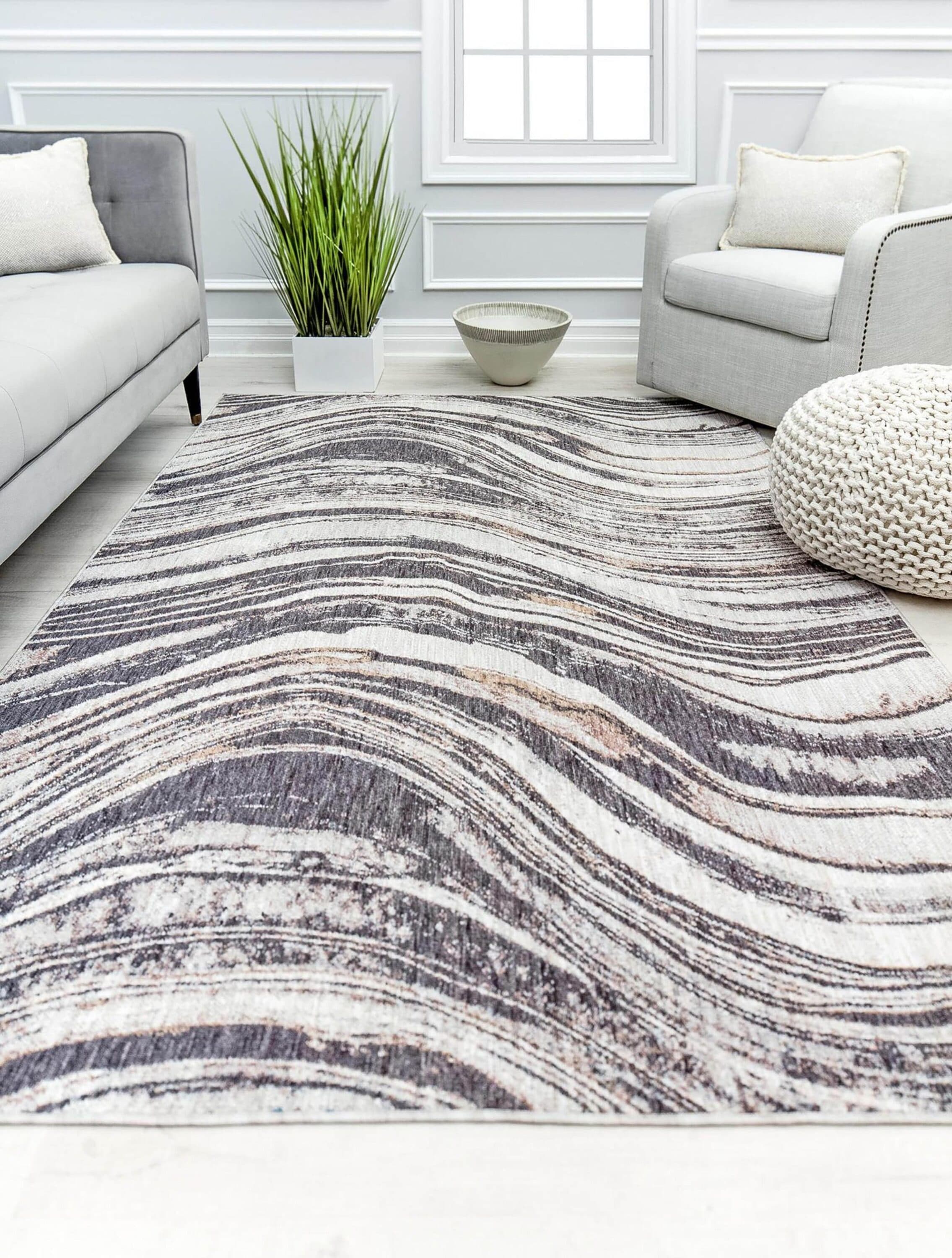 Rugs America 31543 Celestia 5 x 7 (ft) Loomed Polyester Gray Shore Rectangular Indoor Abstract Area rug
