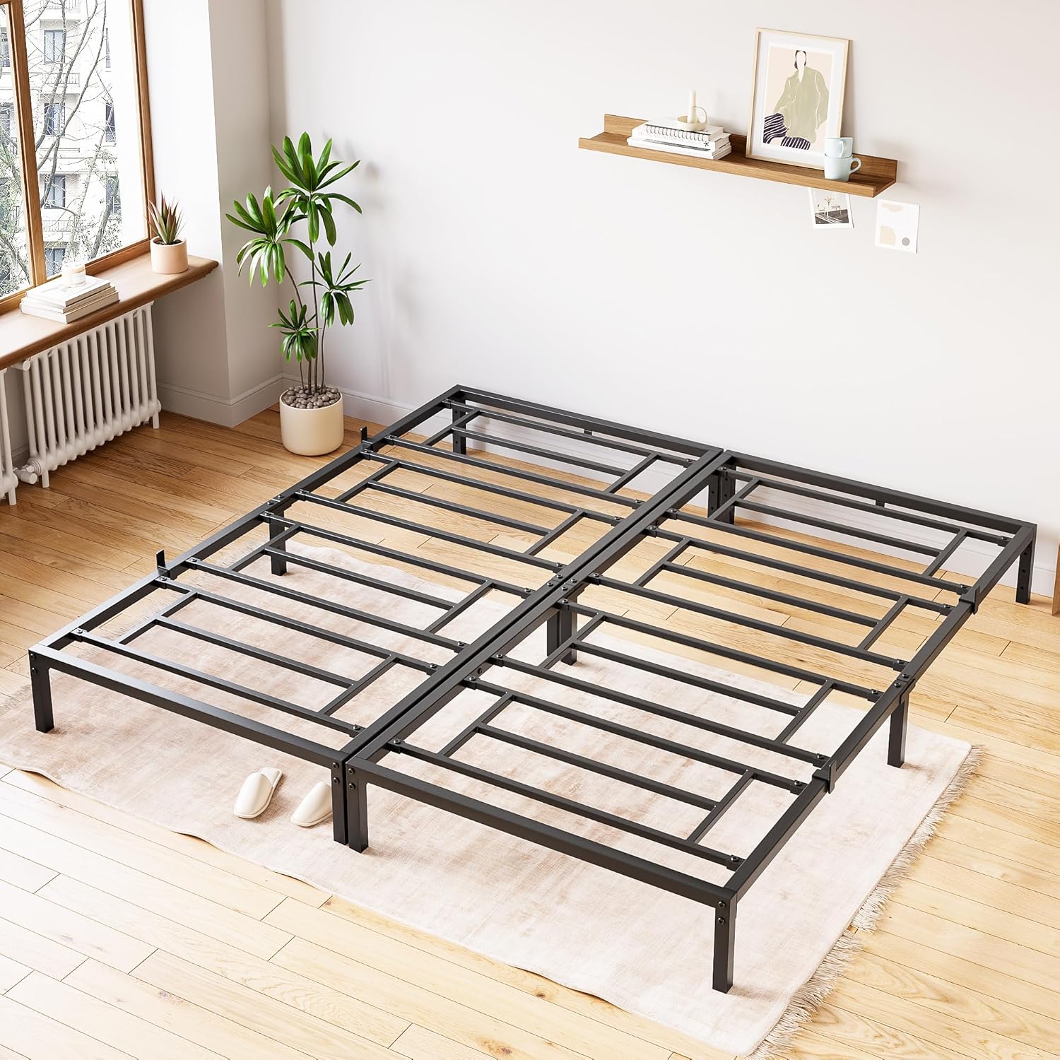 Garvee 16 in Bed Frame - Sturdy Metal Platform King Size Metal Bed ...