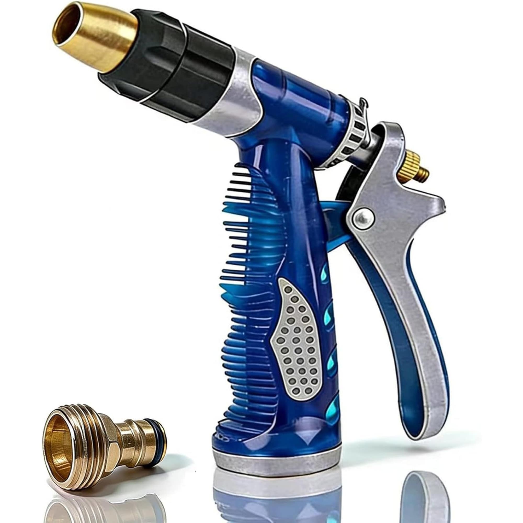 OGETFUUR Garden Hose Nozzle Metal Upgraded High Pressure Water Hose Nozzle with Adjustable Spray for Lawn Plants Watering Car Washing Pet Washer