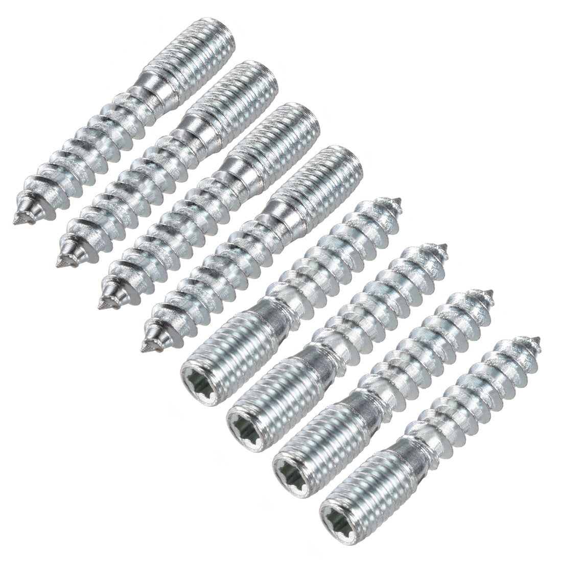 Unique Bargains M10 Hanger Bolts Length 2inch(50mm) Double Headed Bolts Self-Tapping Screw 10mm Wood Joint Furniture Legs 8pcs