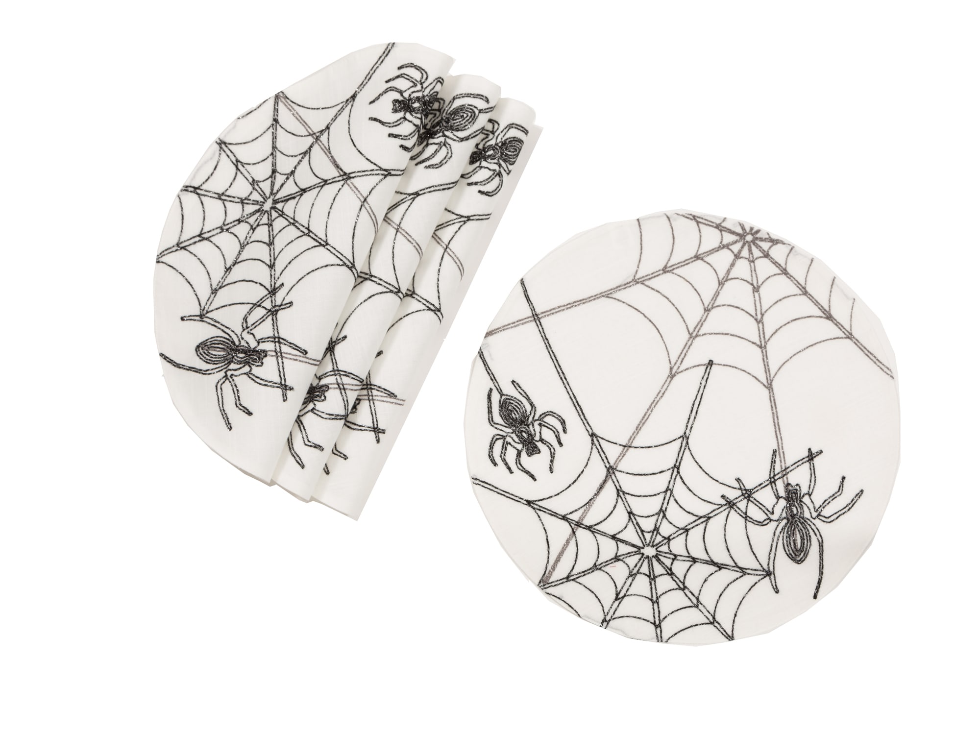 XIA Home Fashions XD1880116RNDWHITE 16-in Tabletop Spider Placemat 4 -Pack
