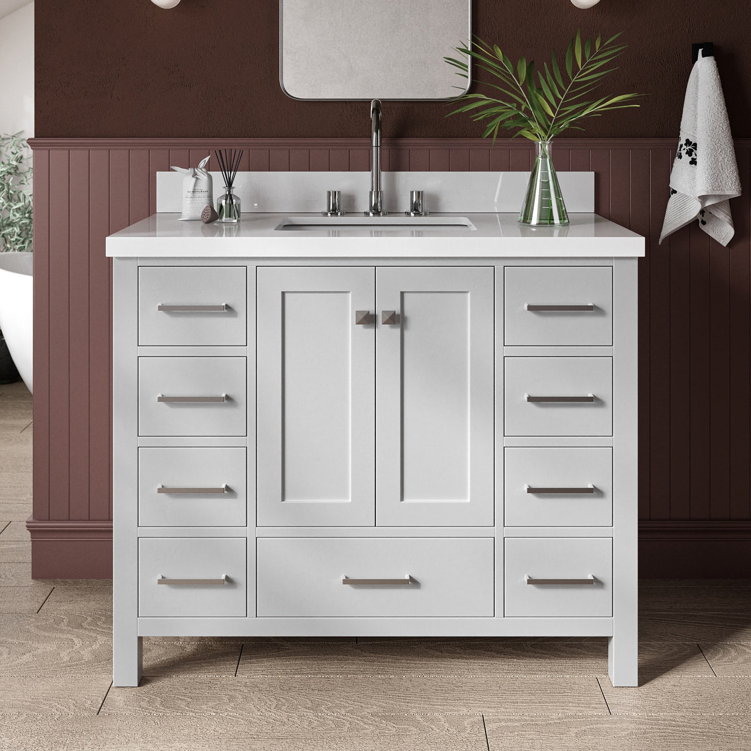 ARIEL A043SWQRVOGRY Cambridge 43-in Gray Undermount Single Sink Bathroom Vanity with Pure White Quartz Quartz Top