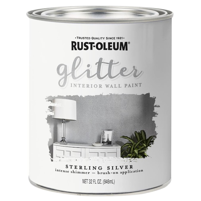 Rust Oleum 32 Fl Oz Ro Silver Glitter Wall P In The Interior Paint Department At Com - Silver Grey Glitter Paint For Walls