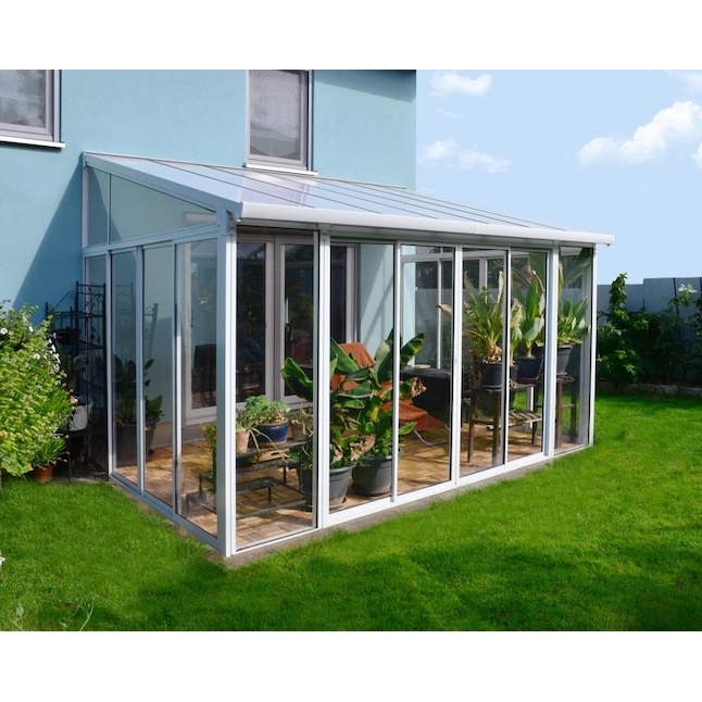 Canopia By Palram Sanremo Patio Enclosure White Structure And Clear Panels Plastic Rectangle Gazebo Exterior 9 8 Ft X 14 3 In The Gazebos Department At Com - Patio Enclosure Kits Canada