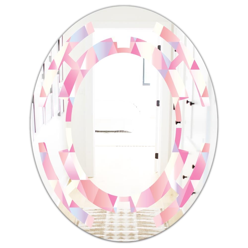 Designart Designart Mirrors 31.5-in L x 31.5-in W Oval Pink Polished ...