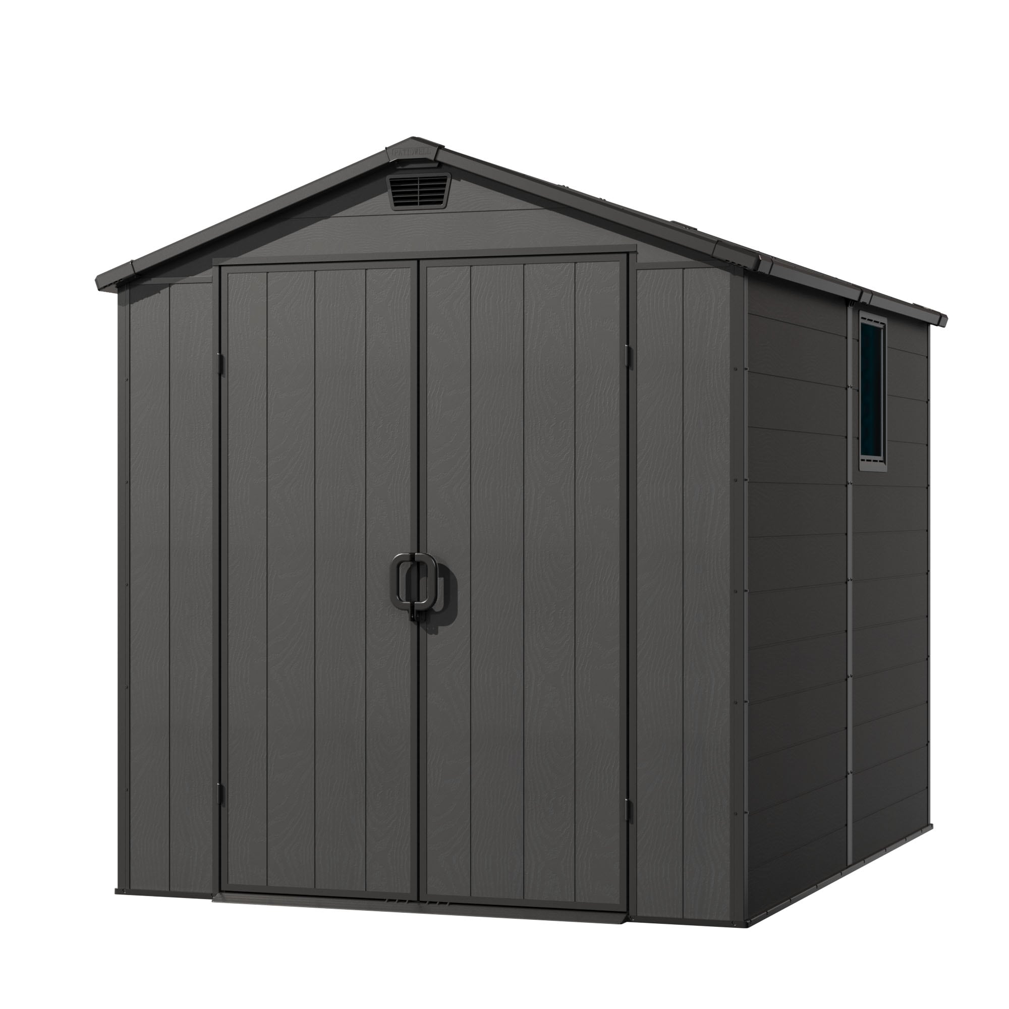 Patiowell WES-EN68-DGY 6-ft x 8-ft Black Gable Resin Storage Shed (Floor Included)