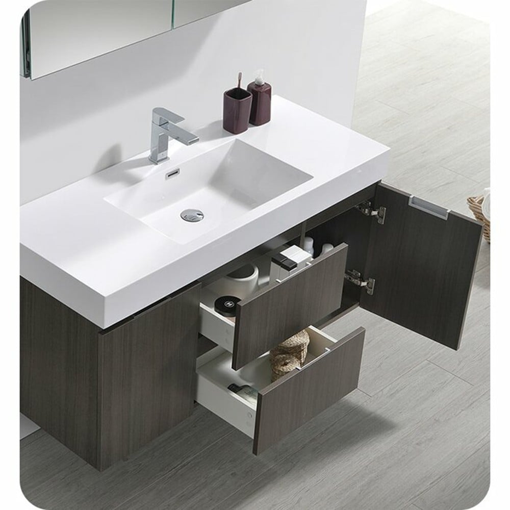 Fresca Valencia 48-in Gray Oak Single Sink Floating Bathroom Vanity ...