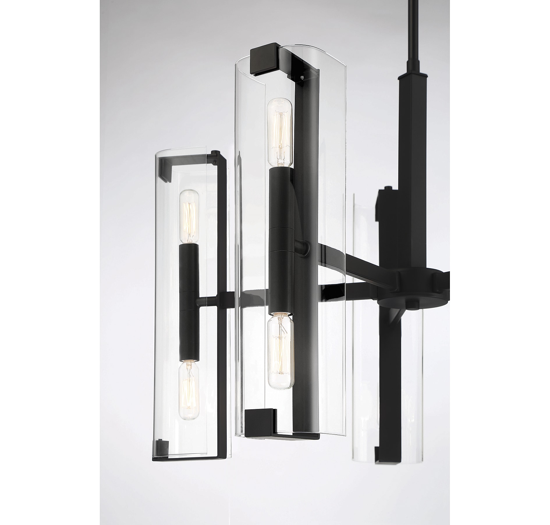 Matte Black Contemporary 10-Light Chandelier with Glass Shades