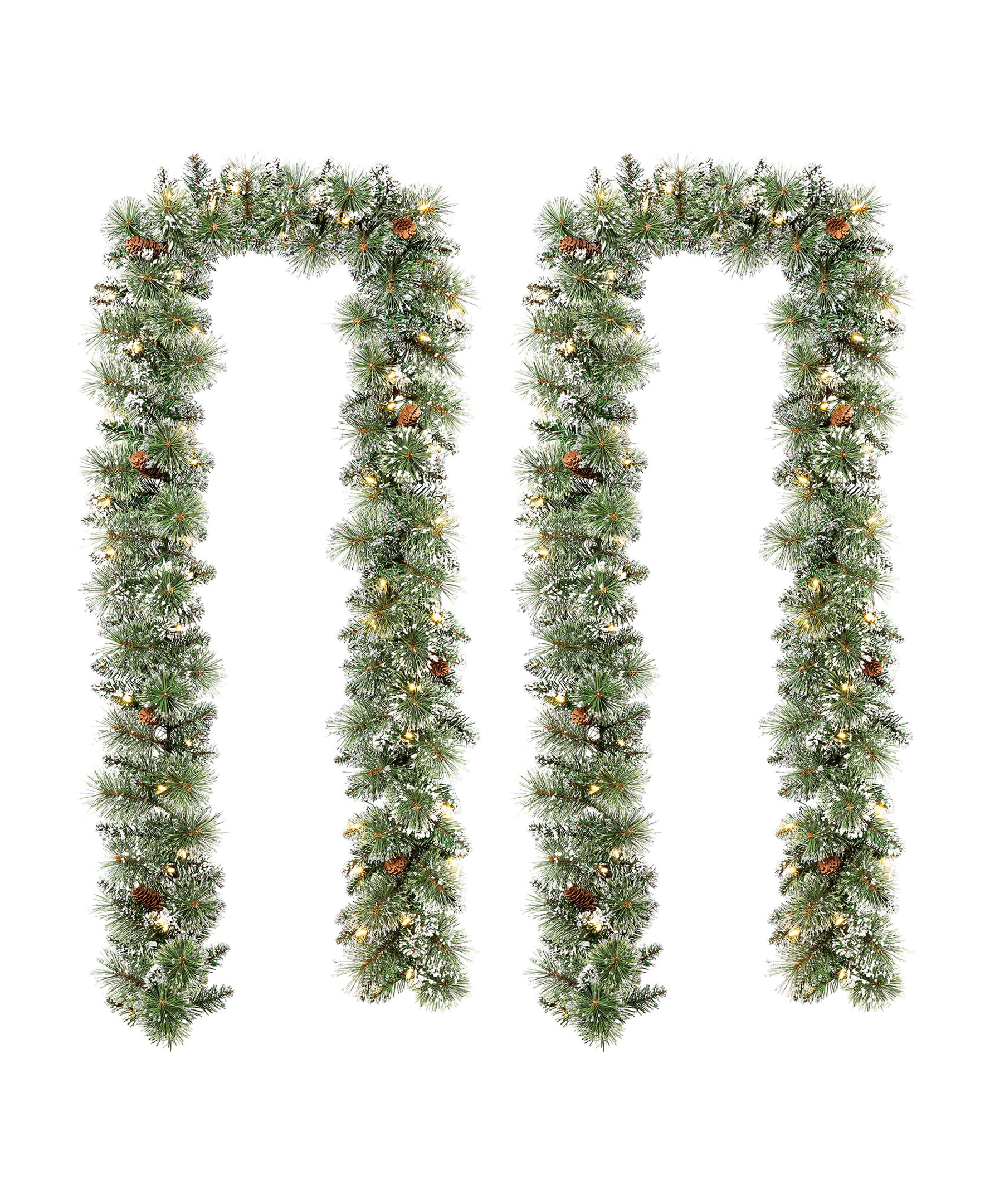 Glitzhome 2016000041 Indoor Pre-lit Battery-operated 9-Feet Pinecone Artificial Garland with White LED Lights