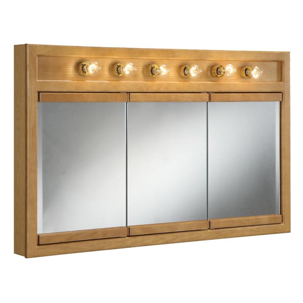 Design House Richland 48 In X 30 In Lighted Incandescent Surface Honey Oak Mirrored Rectangle Medicine Cabinet In The Medicine Cabinets Department At Lowes Com