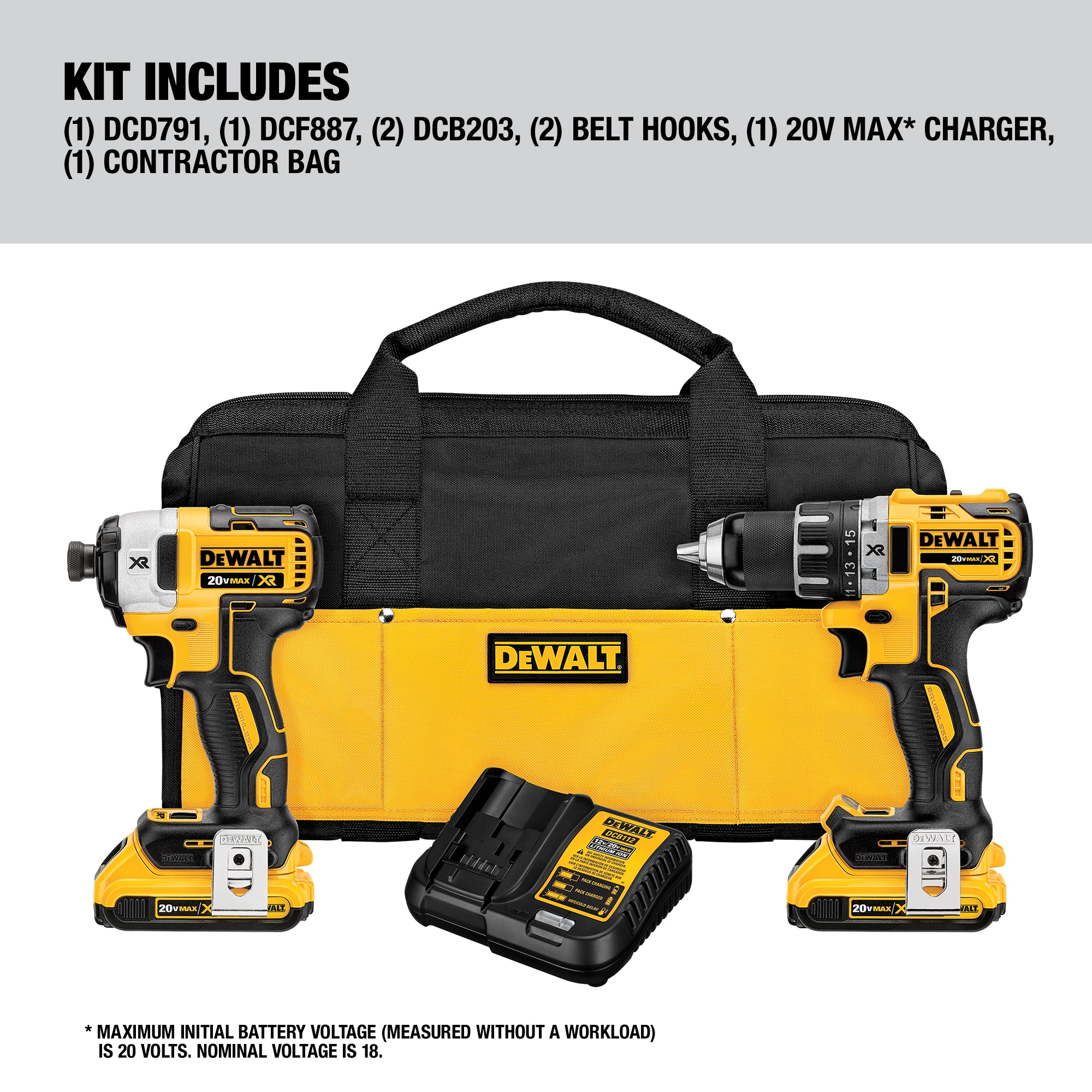 DEWALT XR 2-Tool 20-Volt Max Brushless Power Tool Combo Kit with