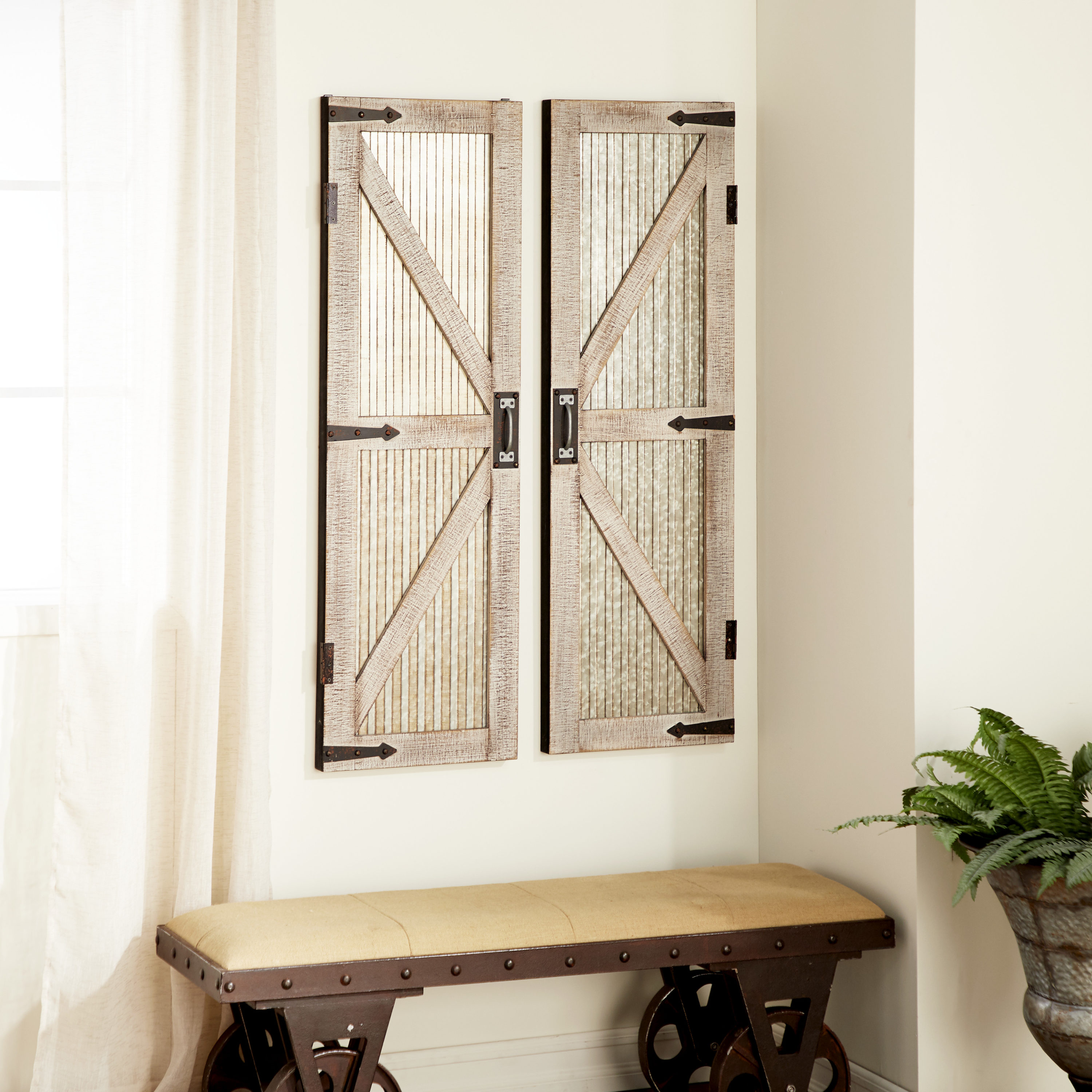 Grayson Lane 89356 2.0-Inches W x 47.0-Inches H Metal Geometric Barn Door Country Wall sculpture