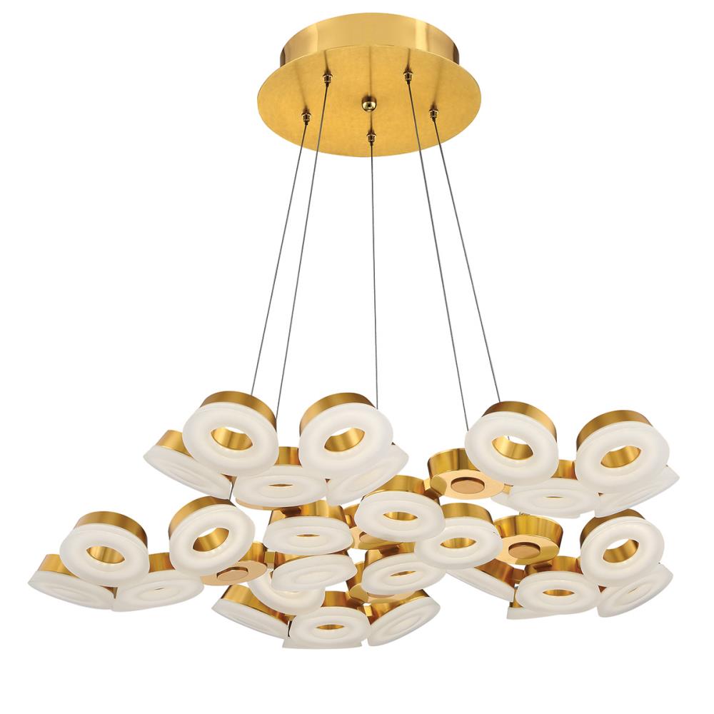 Eurofase 29094-035 Glendale 30 -Light Gold Modern/contemporary Integrated LED For Use in Dining Rooms, Foyers, Kitchens, Living Rooms Chandelier