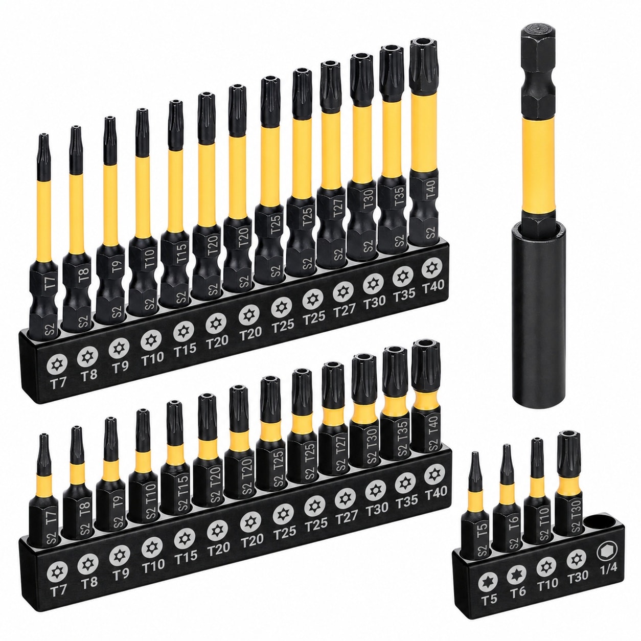 Etokfoks 1 in 2 in Impact Security Torx Tamper Proof Star Bit Set 31 Piece S2 Alloy Steel Magnetic CNC Tips Case #LETQCCKQP