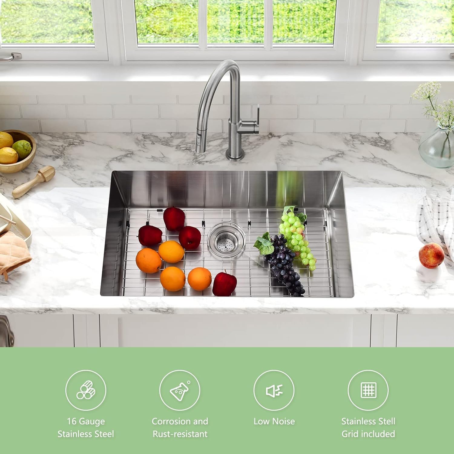 GAOMON 22 In Undermount Stainless Steel Kitchen Sink 22x18x9 Single ...