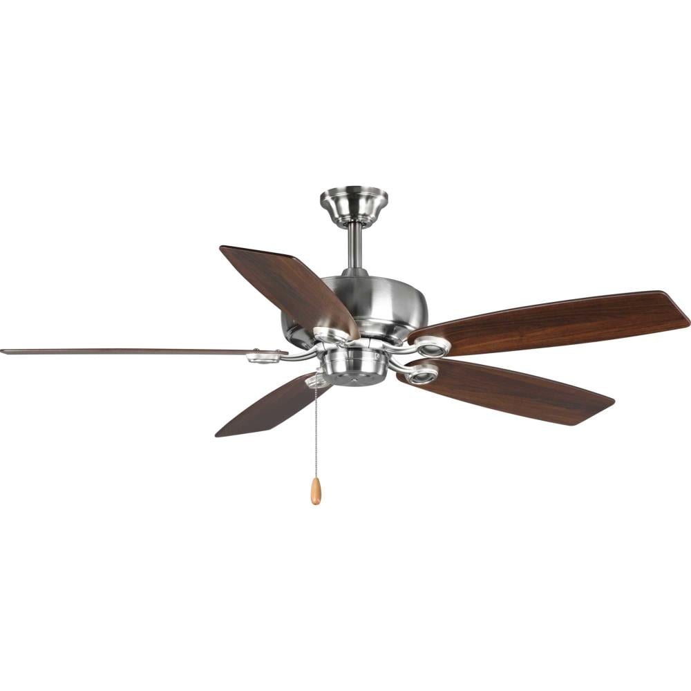 Progress Lighting P250016-009 Edgefield 52-in Brushed Nickel with Cherry/American Walnut Blades Ceiling Fan Light Kit Compatible ( 5 -Blade )