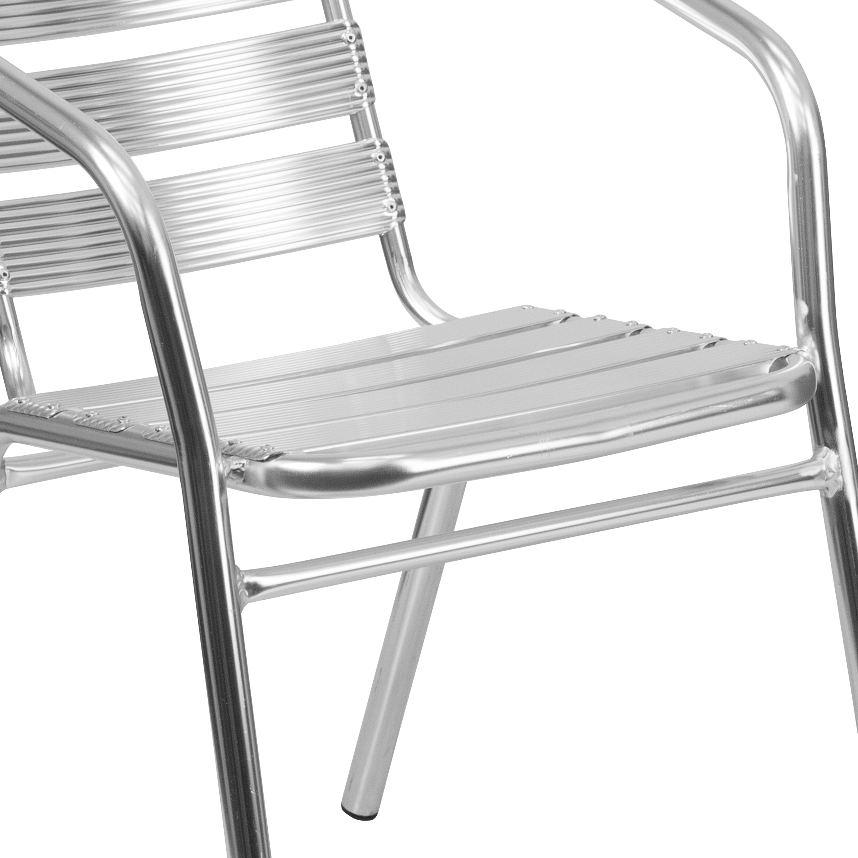 Sleek Silver Aluminum Indoor-Outdoor Dining Chair with Ladder Back