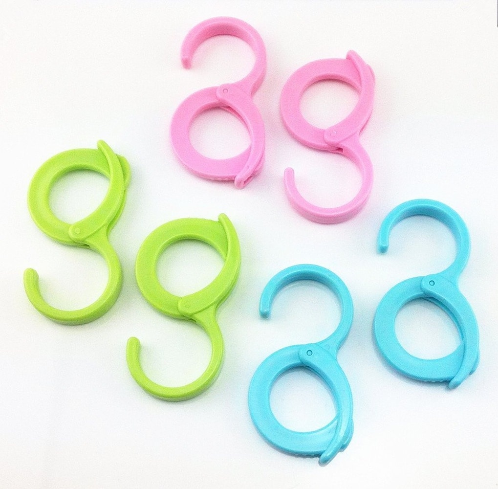 UUDULY  Colorful Plastic Multi Purpose Hanging Hooks Set of Six Utility Laundry Clothes Bag Hooks for Home Office Workshop Exhibition