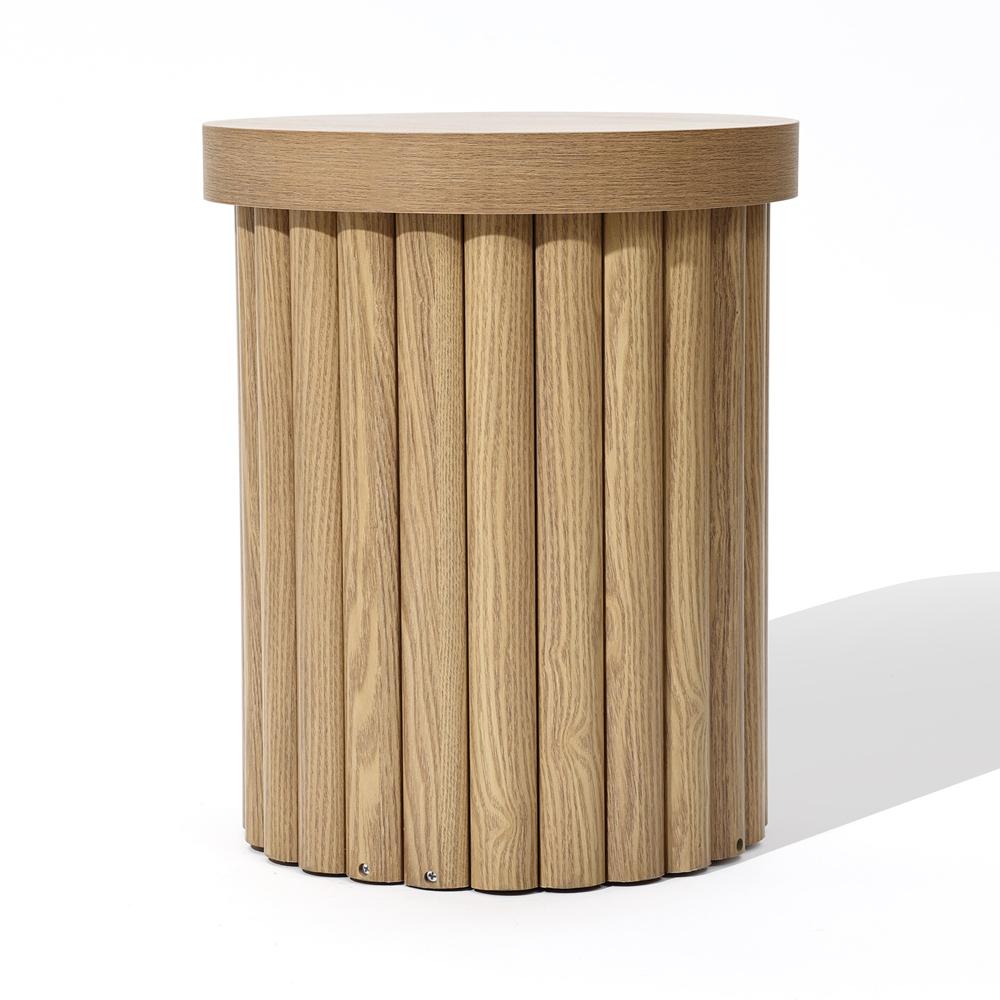 LuxenHome WHIF1992 15.75-in W x 19.29-in H Brown Wood Round Modern End Table Assembly Required